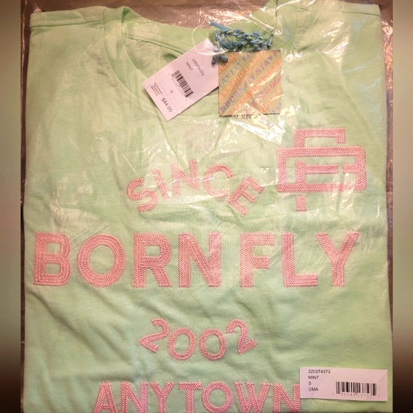 Born Fly T-Shirt Mint Green and Pink - Men's Size Small New In Bag - Picture 5 of 7
